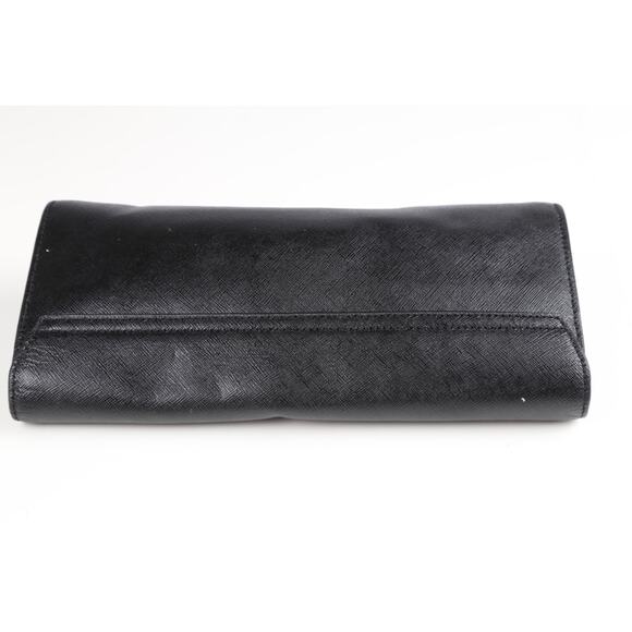 Tory Burch Black Deco Saffiano Leather Clutch Bag Evening Elegant Chic Purse - Picture 15 of 16